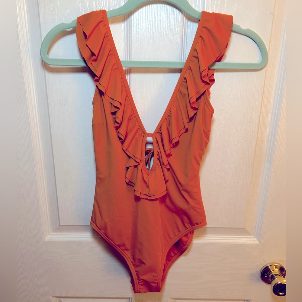 MICHAEL Michael Kors Ruffle Low Cut One Piece Swimsuit